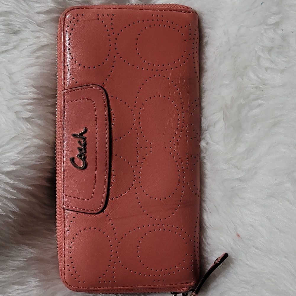 Coach Long Zip Around Wallet In Signature Canvas